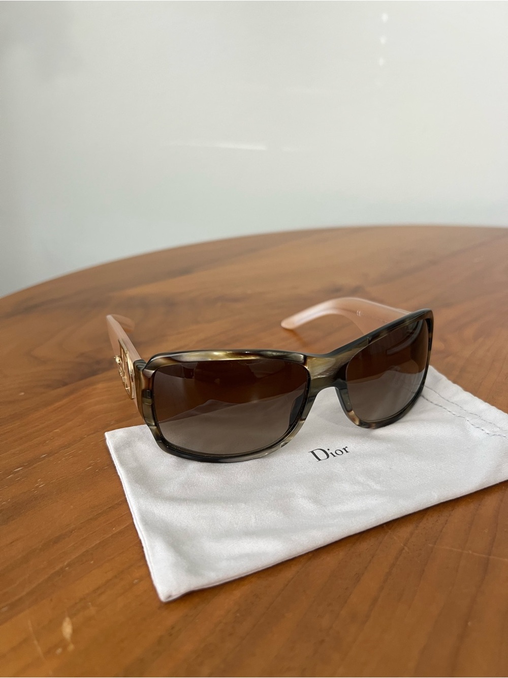 Dior Tortoiseshell Frame Sunglasses with Brown Lenses